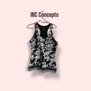I.N.C. Black & White Silver Textured Tank Top – Women’s